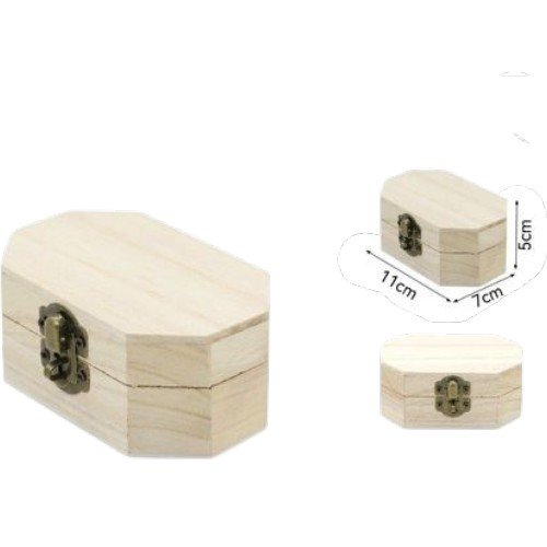 Caja de Madera Octogonal Lisa en Madera de Pino por mayor - Hogar por mayor