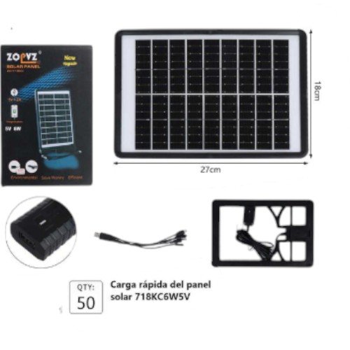 Panel Solar Fotovoltaico Portátil Modelo 718KC6W5V de 8 W y 5 V por mayor - Electrónica por mayor