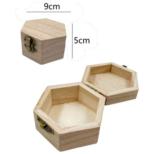 Caja Hexagonal de Madera Paulownia con Cierre Metálico por mayor - Hogar por mayor